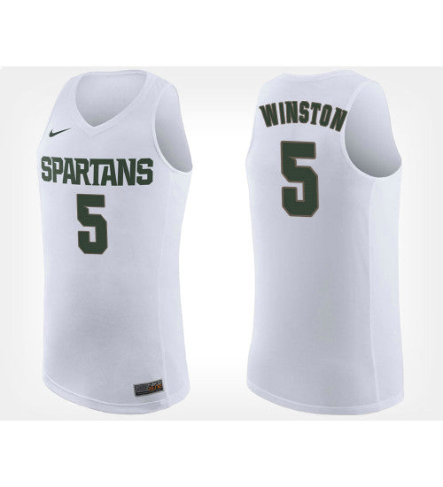 Michigan State Spartans 5 Cassius Winston White Road College Basketball Jersey | Stitched Jersey RTJS 8719