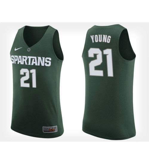 Michigan State Spartans 21 Clay Young Green Home College Basketball Jersey | Stitched Jersey RTJS 8820