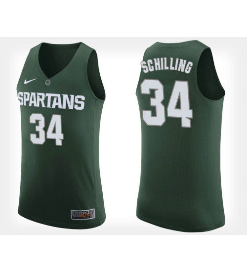 Michigan State Spartans #34 Gavin Schilling Green Home College Basketball Jersey stitched college jersey