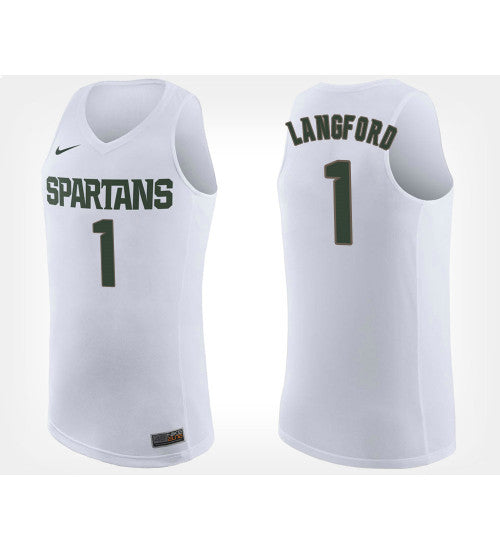 Michigan State Spartans #1 Joshua Langford White Road College Basketball Jersey stitched college jersey