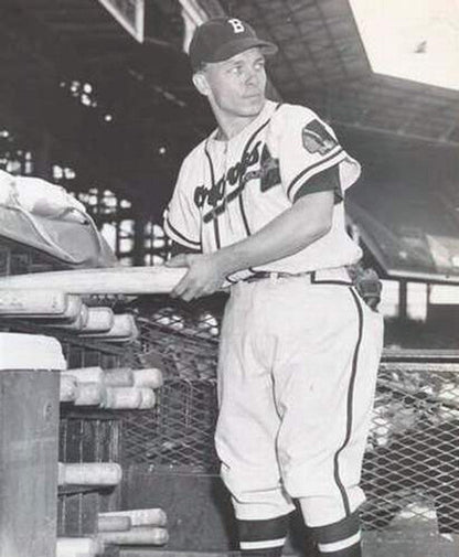 Eddie Stanky Boston Braves 1949 Away Throwback Baseball Jersey jersey front view