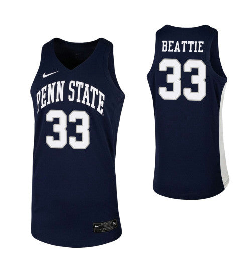 Nittany Lions Stephen Beattie Penn State Navy stitched throwback college basketball jersey