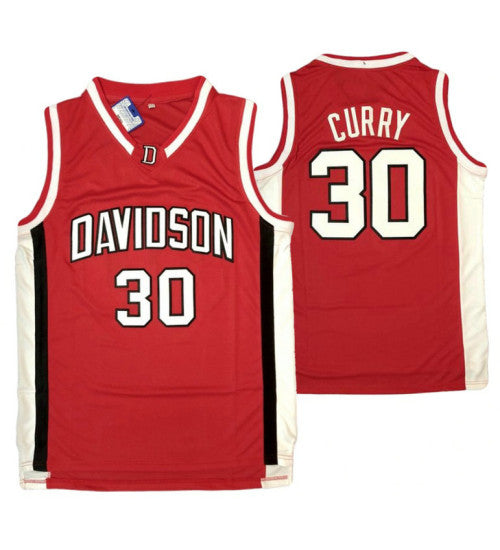 Davidson Wildcats 30 Stephen Curry College Basketball Jersey Red stitched basketball jersey for game day fanwear