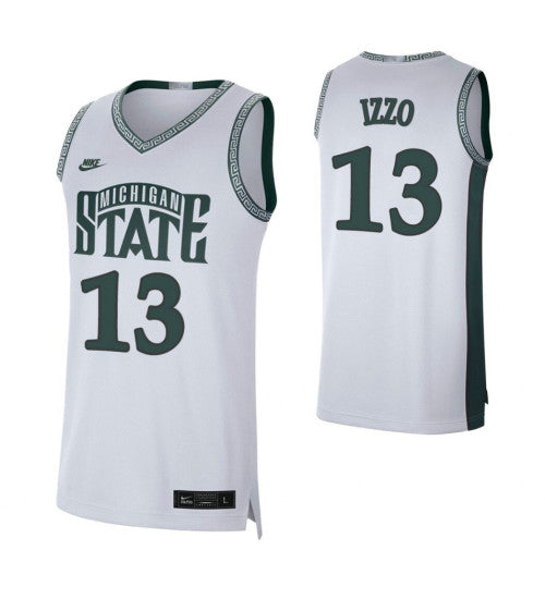 Michigan State Spartans 13 Steven Izzo Retro Limited College Basketball Jersey White | Stitched Jersey RTJS 8709