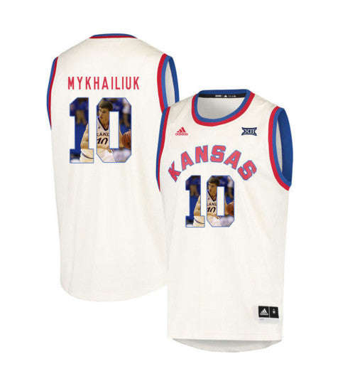 Kansas Jayhawks 10 Sviatoslav Mykhailiuk College Basketball Jersey Cream stitched retro jersey