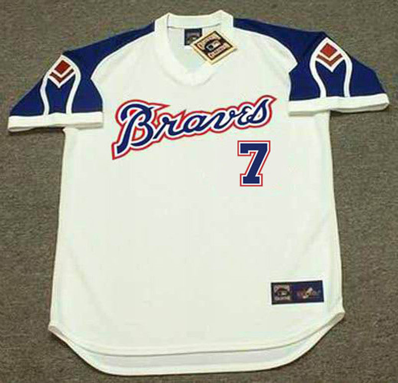 Atlanta Braves Dansby Swanson 1970s MLB jersey front view