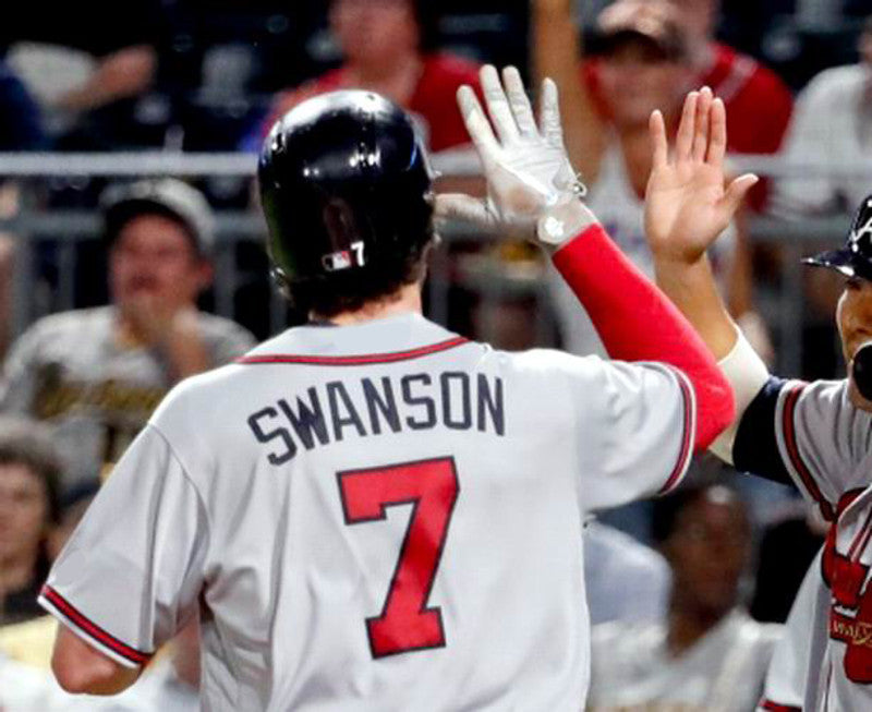Atlanta Braves Dansby Swanson MLB jersey front view