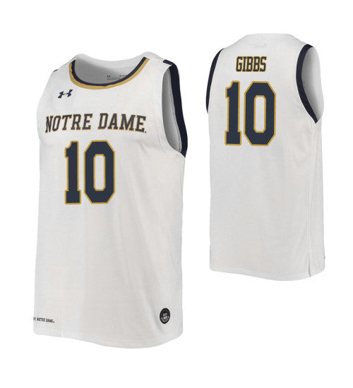 Notre Dame Fighting Irish 10 Tj Gibbs White College Basketball Jersey | Stitched Jersey RTJS 7874