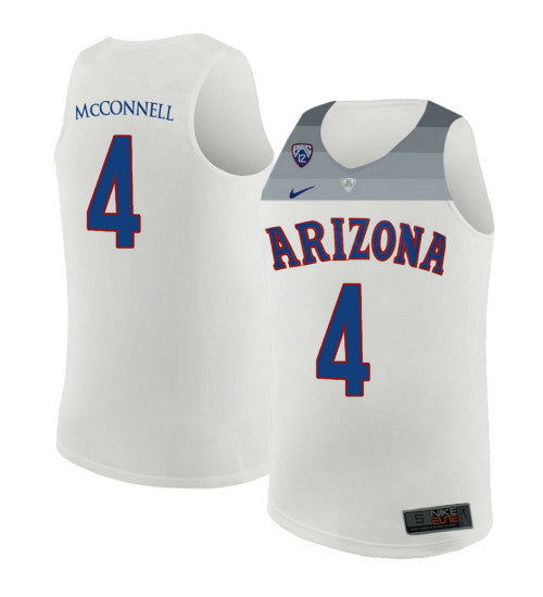 Arizona Wildcats 4 Tj Mcconnell College Basketball Jersey White 303 stitched basketball jersey for game day fanwear