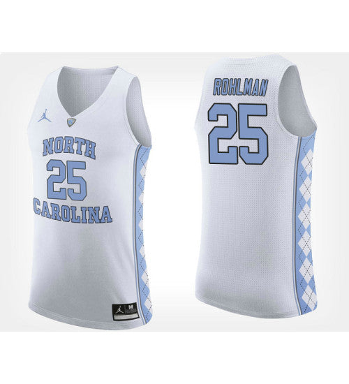North Carolina Tar Heels 25 Aaron Rohlman White Road College Basketball Jersey | Stitched Jersey RTJS 8063
