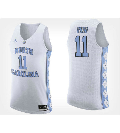 North Carolina Tar Heels #11 Shea Rush White Road College Basketball Jersey stitched college jersey