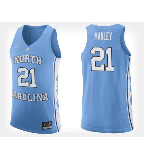 North Carolina Tar Heels 21 Sterling Manley Light Blue Home College Basketball Jersey | Stitched Jersey RTJS 8087