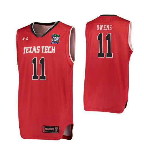 Final Four Tariq Owens Texas Tech Raiders Red stitched throwback college basketball jersey