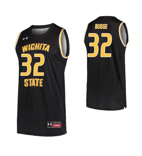Tate Busse Wichita State Shockers #32 Black stitched throwback college basketball jersey
