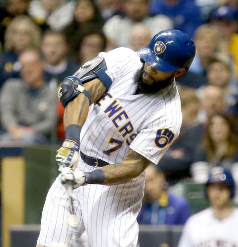 Milwaukee Brewers Eric Thames MLB jersey front view