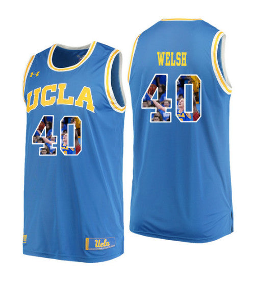 UCLA Bruins Thomas Welsh #40 Blue stitched throwback college basketball jersey
