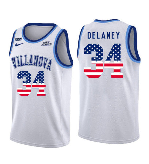 Villanova Wildcats Tim Delaney 11213 #34 White stitched throwback college basketball jersey