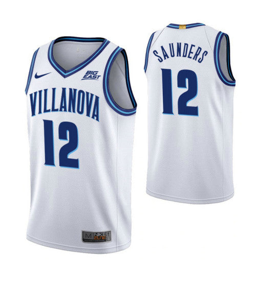 Villanova Wildcats Tim Saunders #12 White stitched throwback college basketball jersey