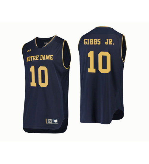 Notre Dame Fighting Irish #10 Tj Gibbs Jr College Basketball Jersey Navy stitched college jersey