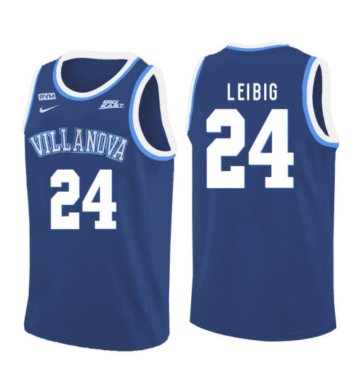 Villanova Wildcats Tom Leibig 11198 #24 Blue stitched throwback college basketball jersey