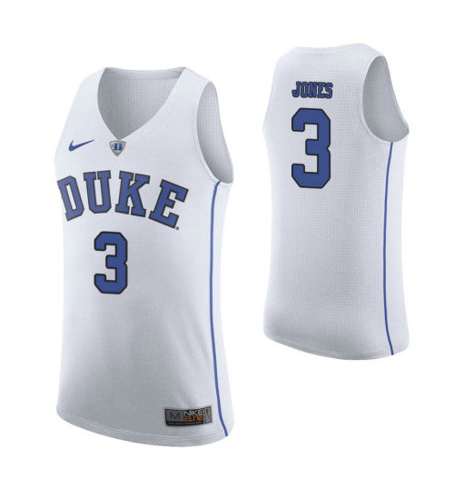 Duke Blue Devils 3 Tre Jones College Basketball Jersey White | Stitched Jersey RTJS 4739