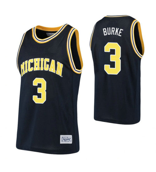 Michigan Wolverines #3 Trey Burke Navy College Basketball Jersey stitched college jersey