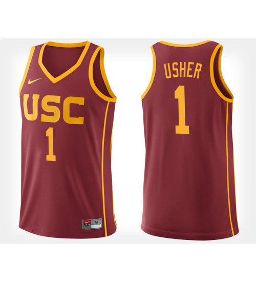USC Trojans Jordan Usher Home #1 stitched throwback college basketball jersey