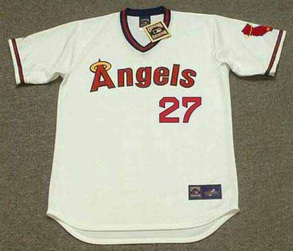 Mike Trout California Angels 1980S Home Throwback Baseball Jersey jersey front view