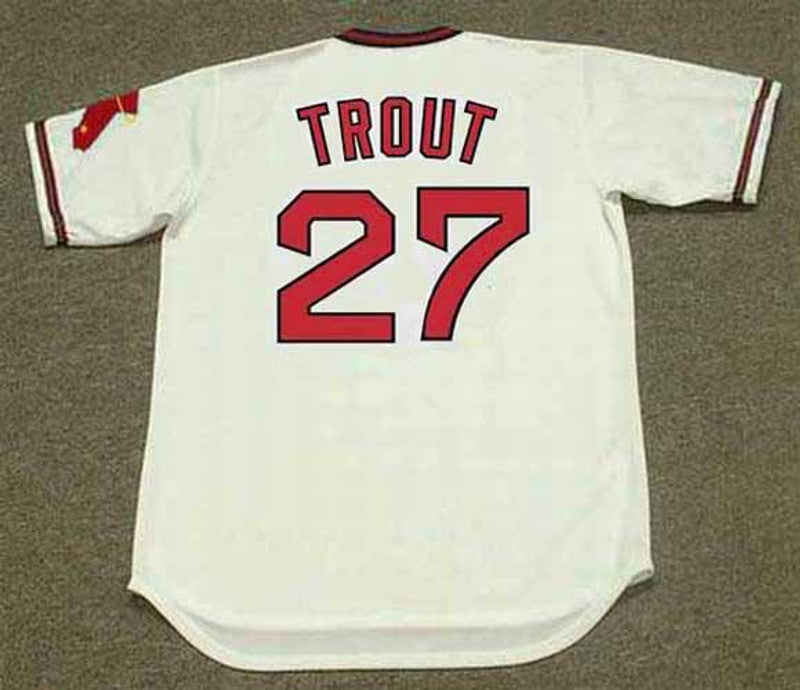 Mike Trout California Angels 1980S Home Throwback Baseball Jersey jersey front view