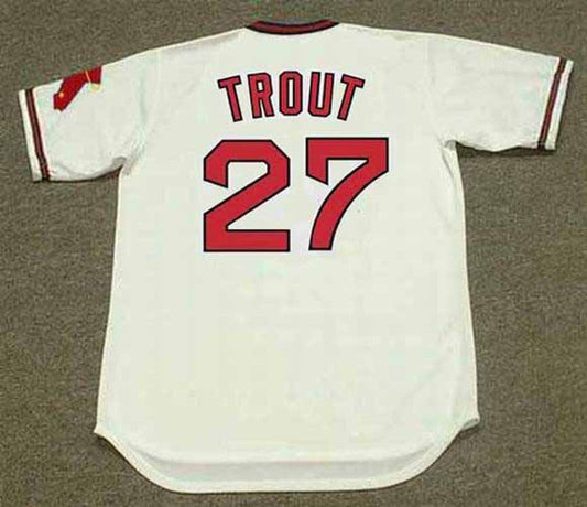 Mike Trout California Angels 1980S Home Throwback Baseball Jersey jersey front view
