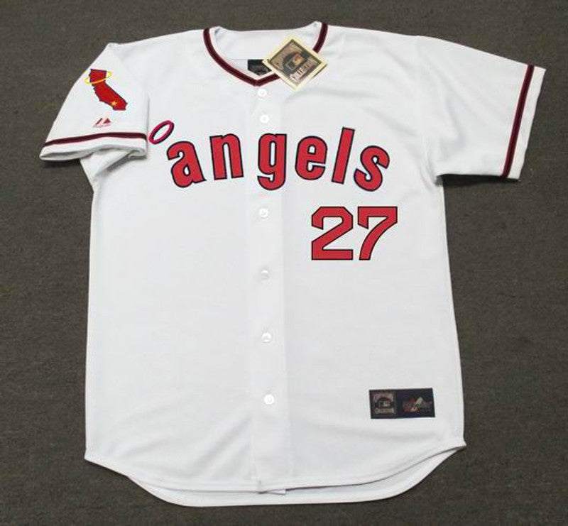 Mike Trout California Angels 1970S Home Baseball Throwback Baseball Jersey jersey front view