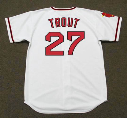 Mike Trout California Angels 1970S Home Baseball Throwback Baseball Jersey jersey front view