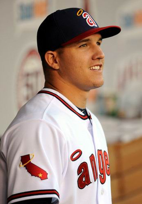 Mike Trout California Angels 1970S Home Baseball Throwback Baseball Jersey jersey front view