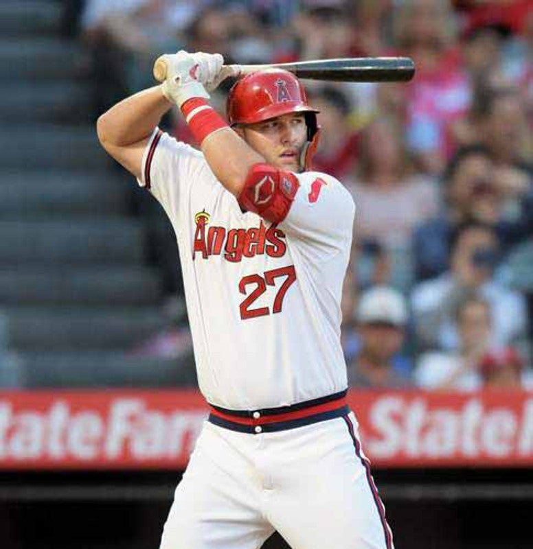 Mike Trout California Angels 1980S Home Throwback Baseball Jersey jersey front view