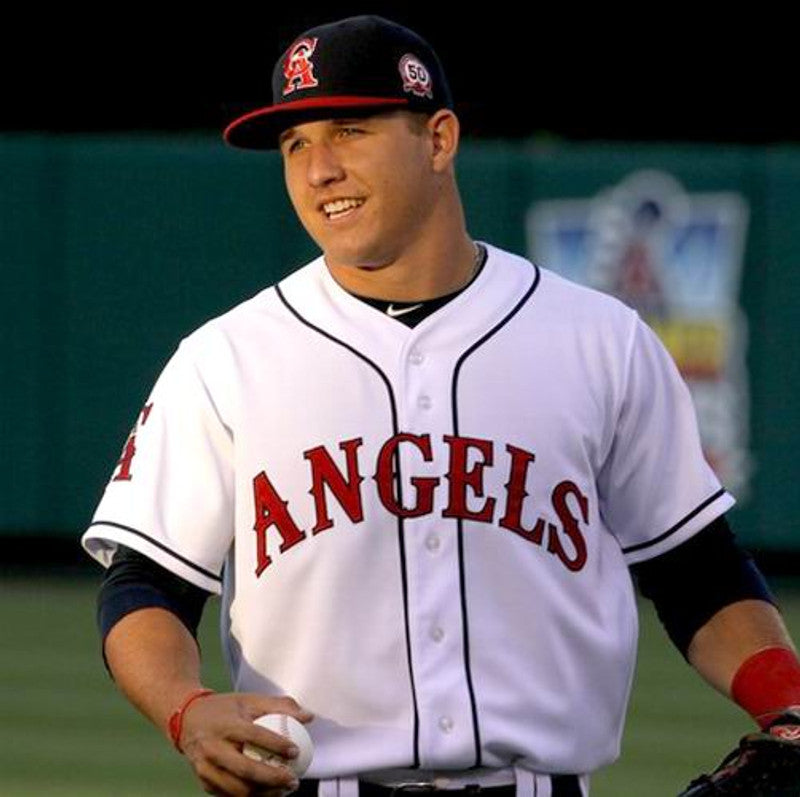 Mike Trout California Angels 1990S Throwback Alternate Baseball Stitched Jersey jersey front view