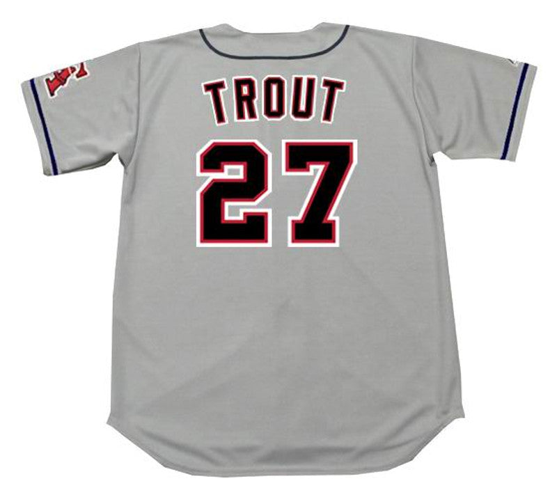 Mike Trout California Angels 1990S Throwback Away Baseball Stitched Jersey jersey front view