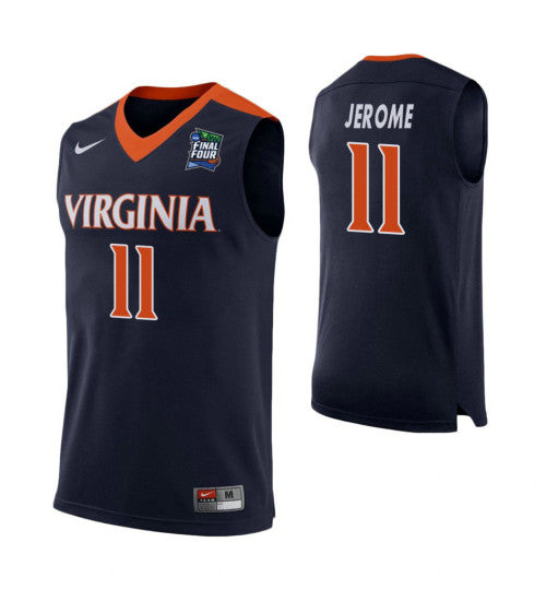 Final Four Ty Jerome Virginia Cavaliers Navy stitched throwback college basketball jersey