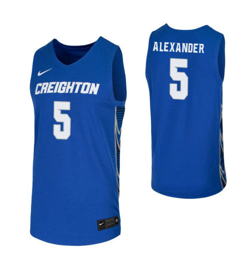 Creighton Bluejays Ty Shon Alexander Royal stitched throwback college basketball jersey