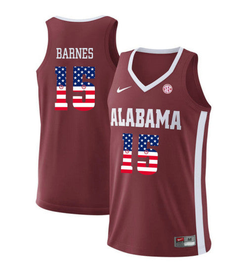 Alabama Crimson Tide 15 Tyler Barnes College Basketball Jersey Red 20 stitched basketball jersey for game day fanwear