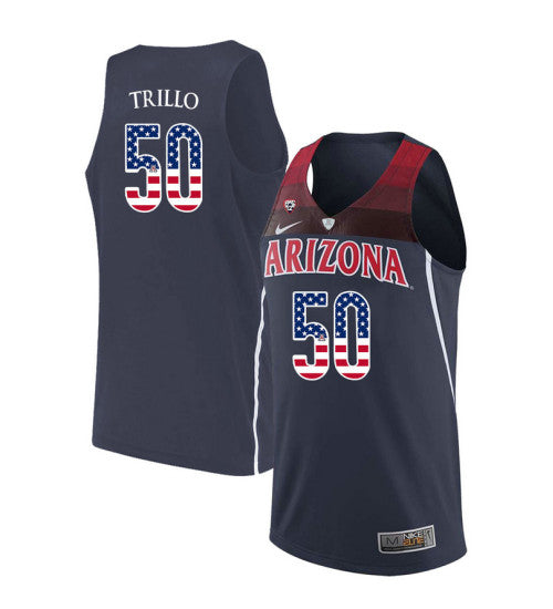Arizona Wildcats 50 Tyler Trillo College Basketball Jersey Navy 6233 | Stitched Jersey RTJS 5515