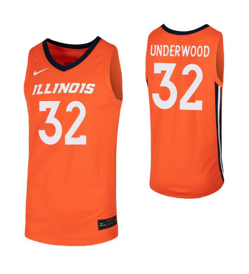 Fighting Illini Tyler Underwood Illinois Orange stitched throwback college basketball jersey