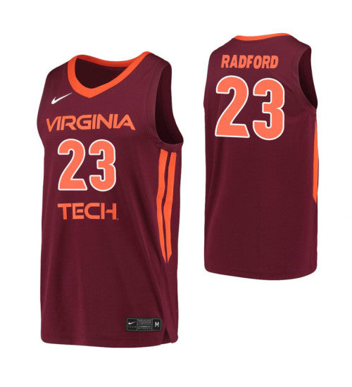 Tyrece Radford Virginia Tech Hokies #23 Maroon stitched throwback college basketball jersey