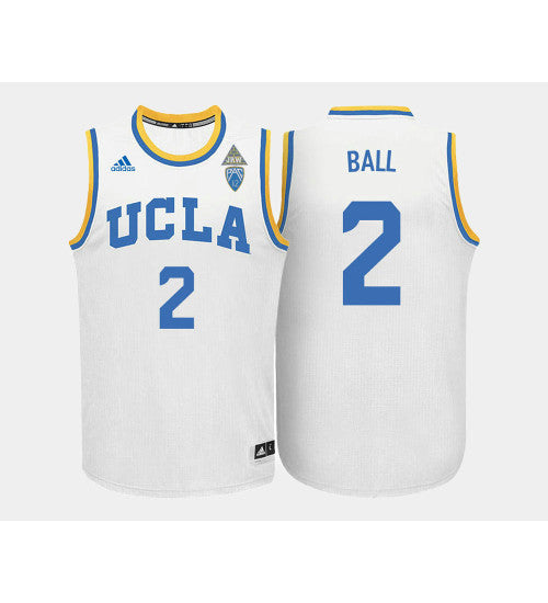 UCLA Bruins Lonzo Ball Home #2 White stitched throwback college basketball jersey