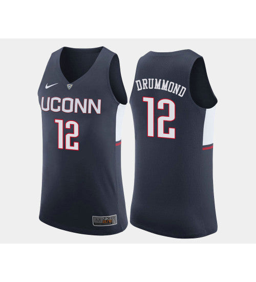 Uconn Huskies 12 Andre Drummond Navy Road College Basketball Jersey | Stitched Jersey RTJS 6628