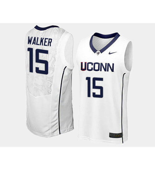 Uconn Huskies Kemba Walker Home #15 White stitched throwback college basketball jersey
