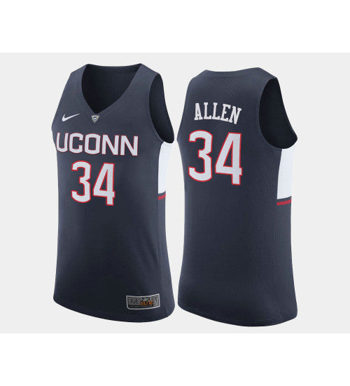 Uconn Huskies Ray Allen Road #34 Navy stitched throwback college basketball jersey