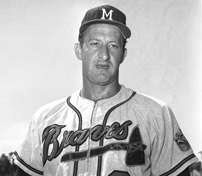 Bob Uecker Milwaukee Braves 1962 Away Throwback Baseball Jersey jersey front view