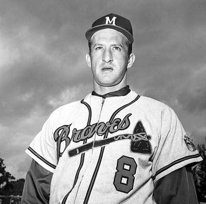 Bob Uecker Milwaukee Braves 1962 Home Throwback Baseball Jersey jersey front view
