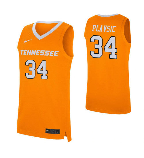 Tennessee Volunteers Uros Plavsic College Basketball Jersey Orange | Stitched Jersey RTJS 6937