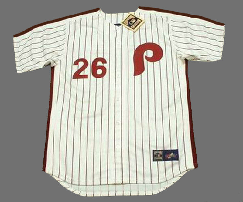 Philadelphia Phillies Chase Utley 1980s Cooperstown MLB jersey front view